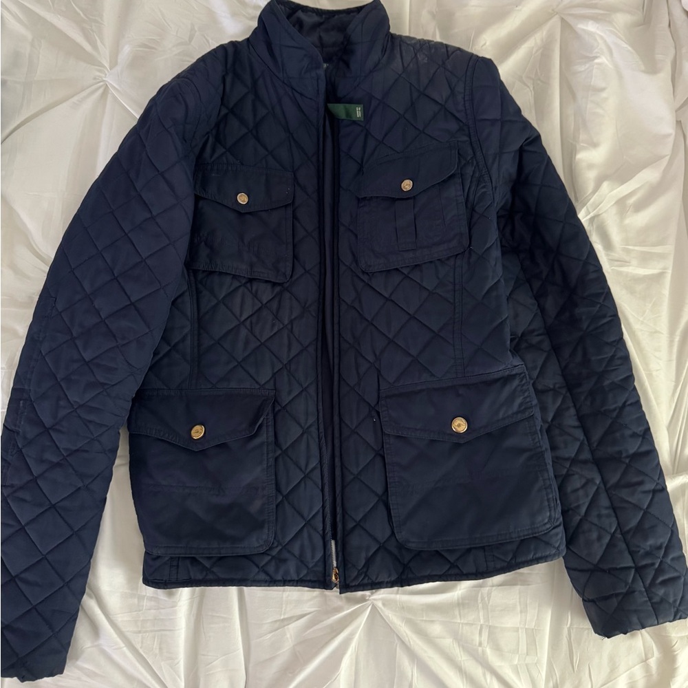 Lauren Ralph Lauren Navy Quilted Barn Coat with Pockets